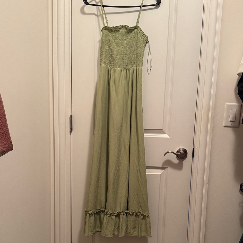 Green Maxi Dress with Spaghetti Straps